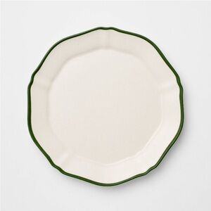 Studio McGee Cream Dinner Plate with Green Rim